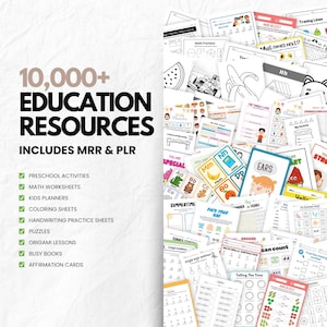 Master Resell Rights Education For Teachers Coloring Books Private Label Rights Worksheets For Kids Activities Tracing Activities PLR MRR