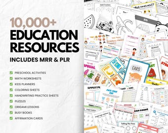 Master Resell Rights Education For Teachers Coloring Books Private Label Rights Worksheets For Kids Activities Tracing Activities PLR MRR