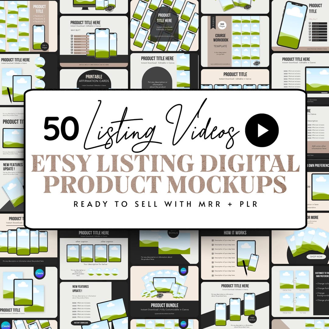 MRR Listing Video Mockup Digital Product Templates Etsy Listing PLR ...