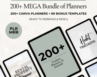 200+ ULTIMATE Bundle of Canva Templates, MRR PLR, Canva Templates Editable Content, Digital Printable Journal, Trackers, Commercial Use