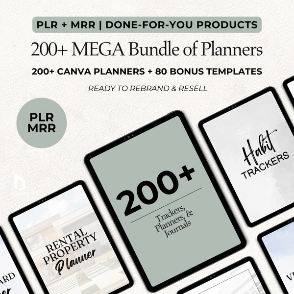 200+ ULTIMATE Bundle of Canva Templates, MRR PLR, Canva Templates Editable Content, Digital Printable Journal, Trackers, Commercial Use