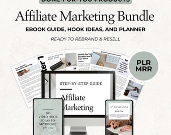 Affiliate Marketing PLR MRR-bundel Ideaal voor passief inkomen, bewerkbare Canva-sjabloonbundel voor groei en planning van sociale media