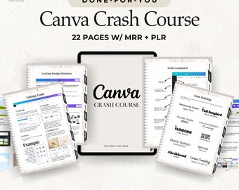 Curso intensivo de Canva y derechos de reventa maestra (MRR) con derechos de marca privada (PLR) Libro electrónico listo para usar, producto digital DFY