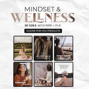 Mindset & Wellness Bundle Workbooks, Master Resell Rights, Wellbeing Canva Templates, Holistic Life Coach, Private Label Rights, DFY MRR PLR