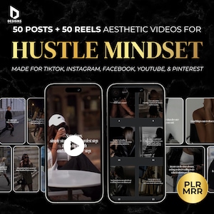 Hustling CEO Mindset Posts Reels Bundle with MRR, Bundle PLR Luxury Reels, Luxury Rich Women Reels for Instagram image 1
