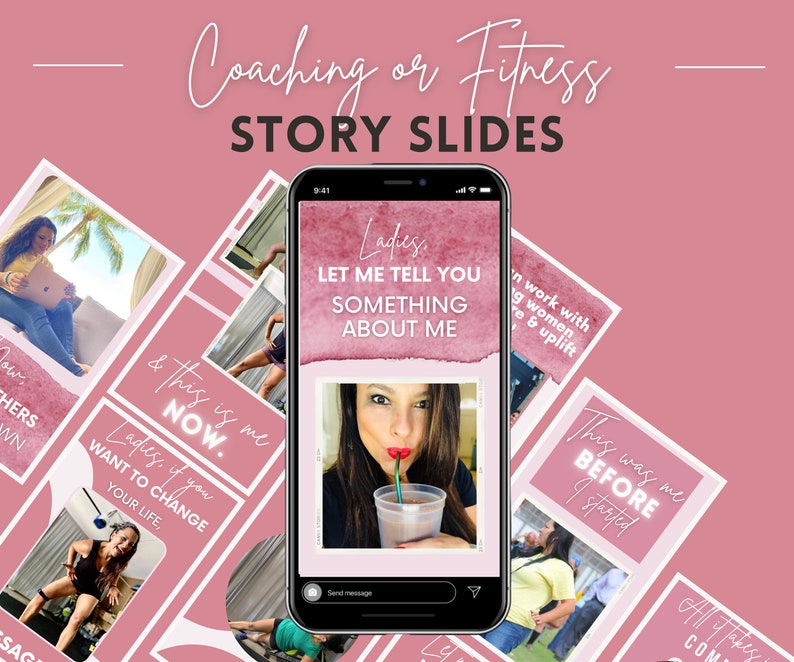 My Fitness Journey / Editable / Story Slides / Simply Pink / Coaching