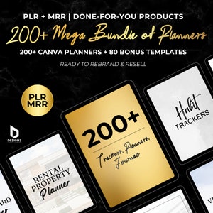 Über 200 MEGA-Bundle von Canva-Vorlagen, MRR + PLR, bearbeitbare Canva-Vorlagen mit Inhalten, digital druckbares Journal, Tracker, kommerzielle Nutzung