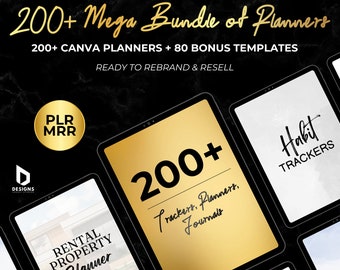 200+ MEGA Bundle of Canva Templates, MRR + PLR, Canva Templates Editable Content, Digital Printable Journal, Trackers, Commercial Use