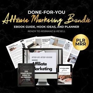 Affiliate Marketing PLR MRR Bundle ideal für passives Einkommen, bearbeitbares Canva Template Bundle für Social Media Wachstum und Planung