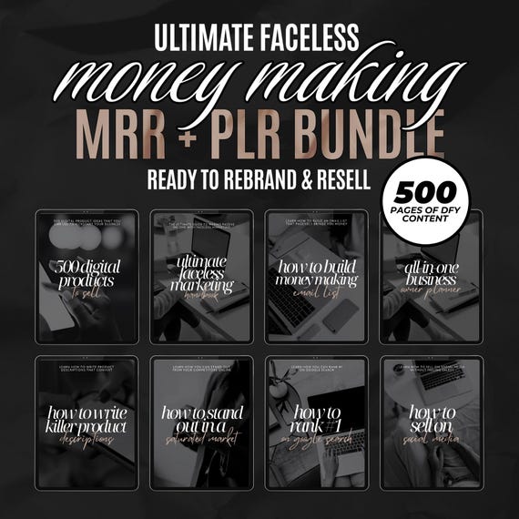 Ultimate Faceless Money Making MRR PLR Bundle Faceless Digital Marketer MRR Guide Faceless Starter Kit Master Resell Rights Education