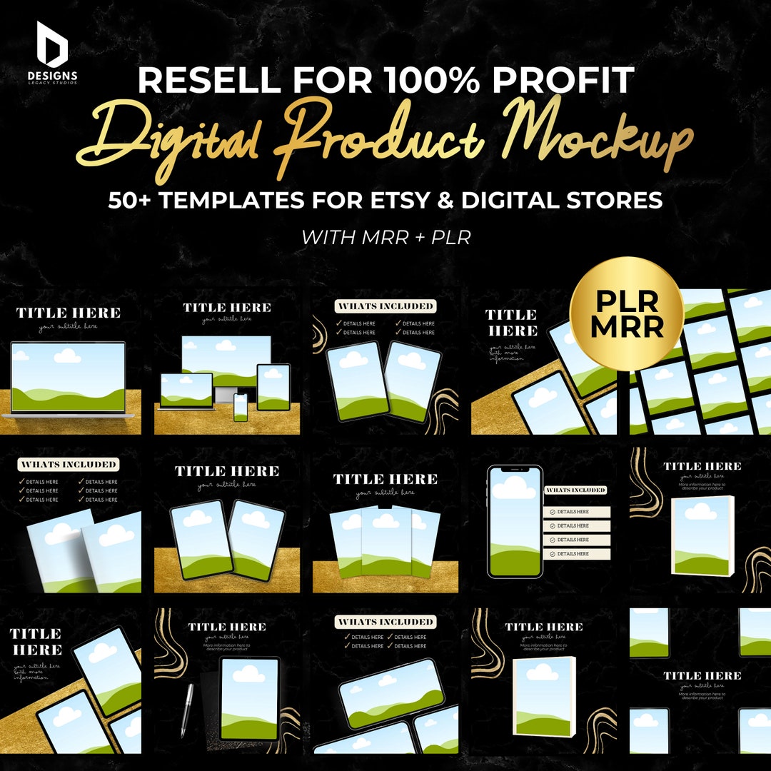 MRR Digital Product Mockup Templates 50+ Etsy Listing PLR Digital ...