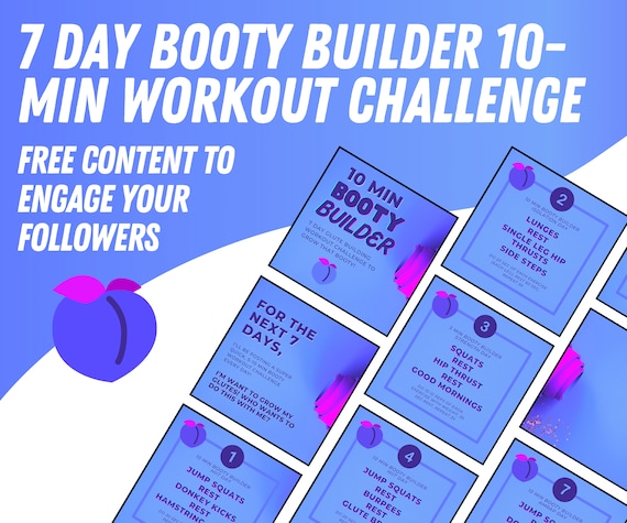 7 Day Booty Builder 10 Min Workout Challenge EDITABLE Social Media Posts February Workout Challenge Quick Workout Health and Fitness Etsy