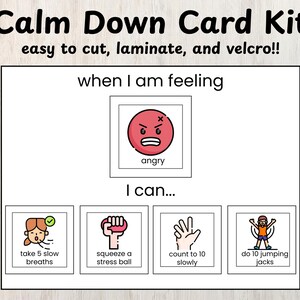 Kalmteerkaart voor kinderen | Als ik dit voel, kan ik dit doen | Afdrukbare vaardigheden en emotionele regulatie