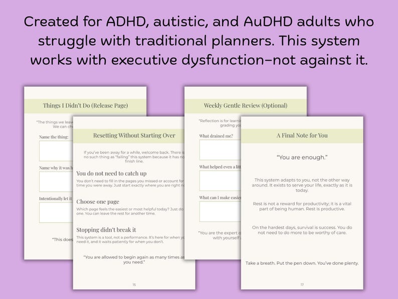 Low Demand ADHD Planner Printable | Neurodivergent Life Admin System ...