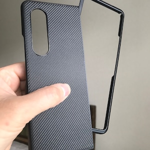 Para samsung galaxy z fold 3 5g capa de telefone textura de fibra de carbono couro pu