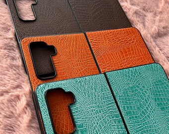 For Microsoft Surface Duo 2 Croc PU Leather Case Hard Back Cover skin