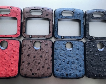 GENUINE LEATHER ostrich pattern Phone case with bottom bumper for Motorola razr 5G 2020