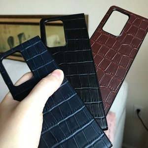 Pannello frontale aggiornato Custodia in vera pelle fiore Croco per samsung galaxy z fold 2 5G