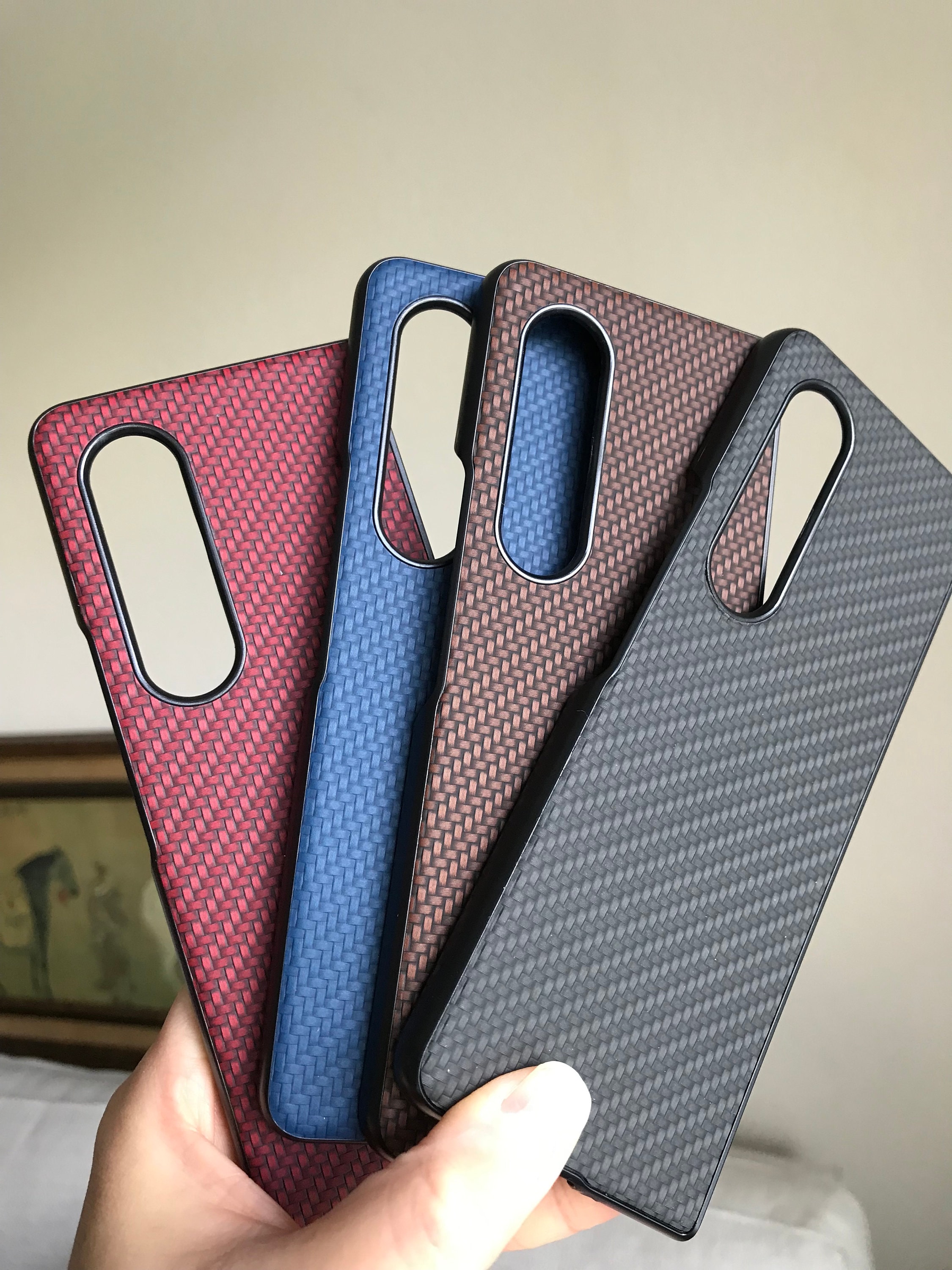 For Samsung Galaxy Z Fold 3 5g Phone Case Carbon Fiber Texture Etsy