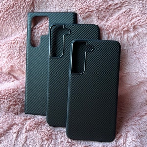 For samsung galaxy S22, S22 plus, S22 ultra phone case faux leather carbon fiber texture hybrid plastic