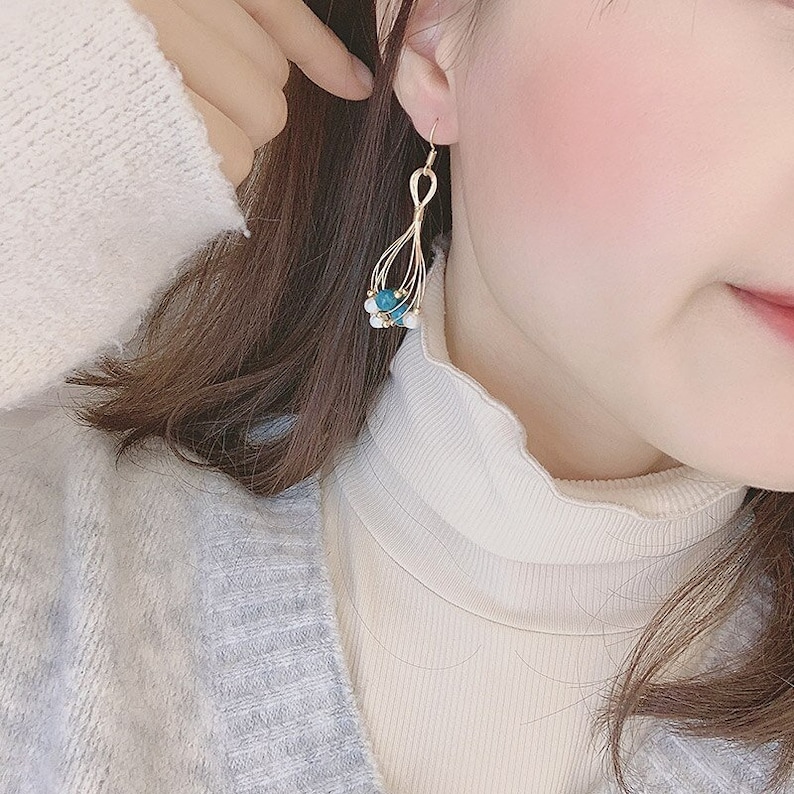 Pearl Earrings Green Agate Decoration 4-5mm Natural Pearl Earrings For Women Gift