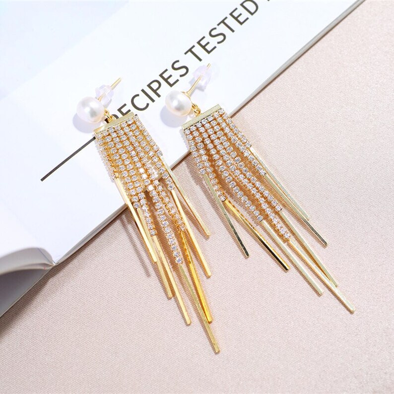 7-8mm Pearl Earrings Silver 925 Jewelry Tassel Pearl Studs Earrings For Women Gift