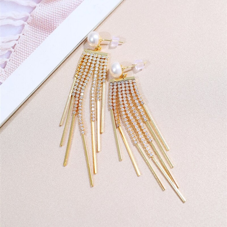 7-8mm Pearl Earrings Silver 925 Jewelry Tassel Pearl Studs Earrings For Women Gift