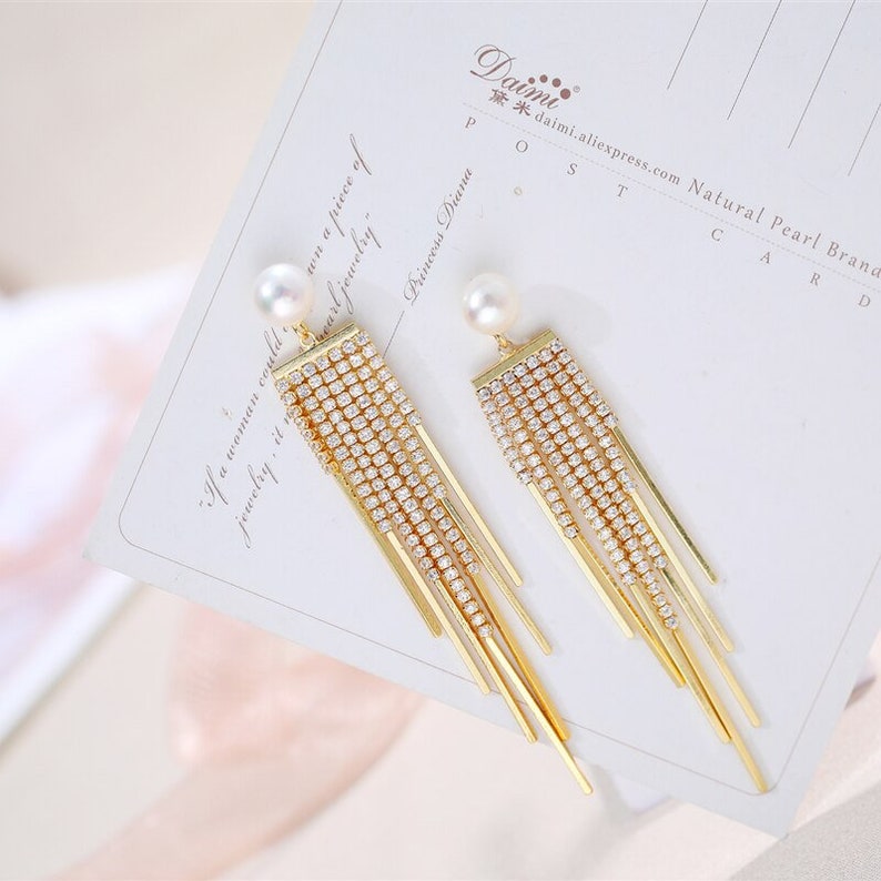7-8mm Pearl Earrings Silver 925 Jewelry Tassel Pearl Studs Earrings For Women Gift