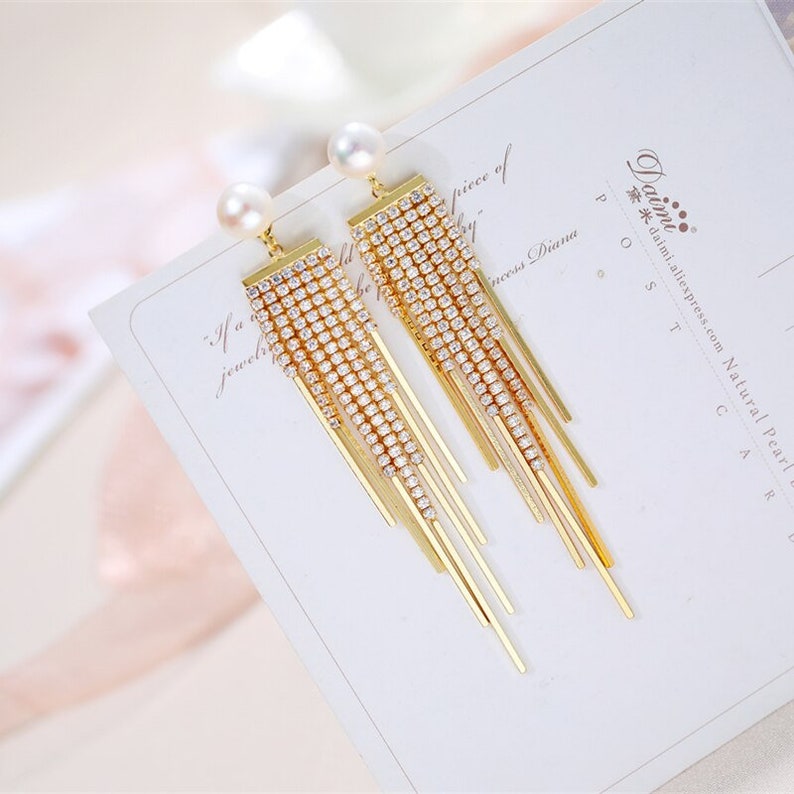 7-8mm Pearl Earrings Silver 925 Jewelry Tassel Pearl Studs Earrings For Women Gift