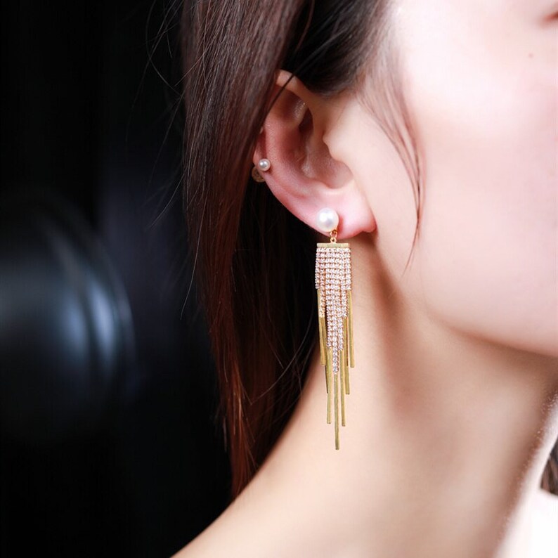 7-8mm Pearl Earrings Silver 925 Jewelry Tassel Pearl Studs Earrings For Women Gift