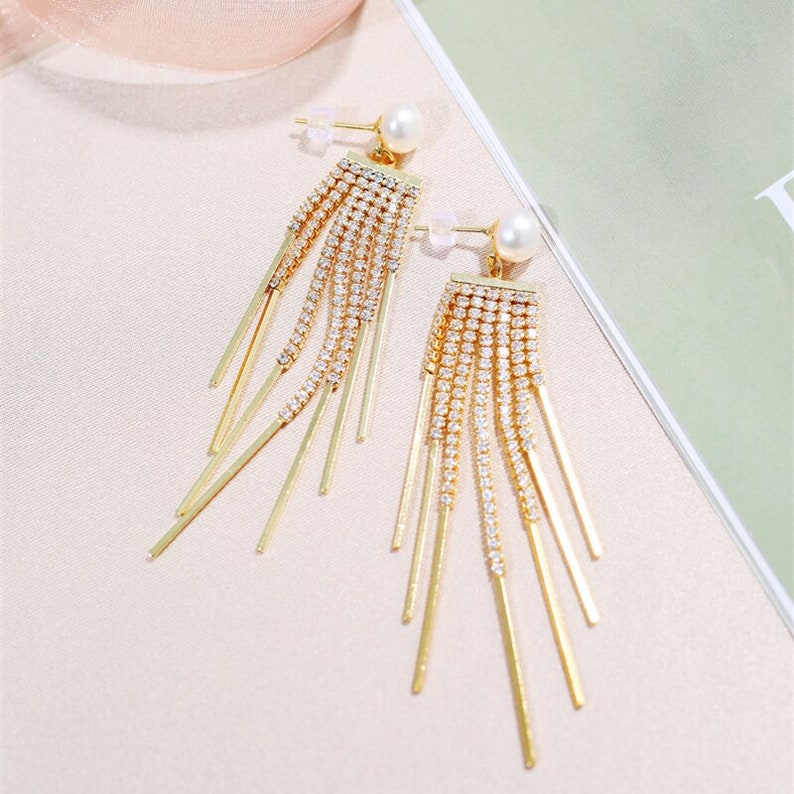 7-8mm Pearl Earrings Silver 925 Jewelry Tassel Pearl Studs Earrings For Women Gift