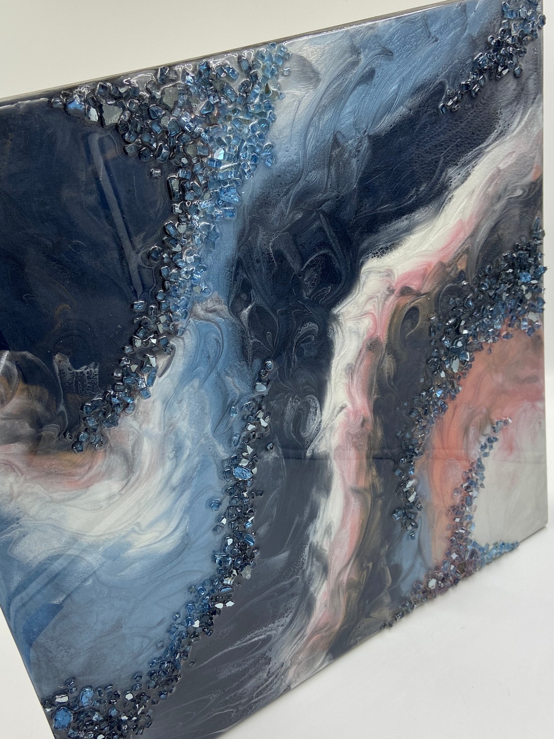 20x 20 Blue Resin Wall Art Epoxy Resin Fluid Art Textured Etsy