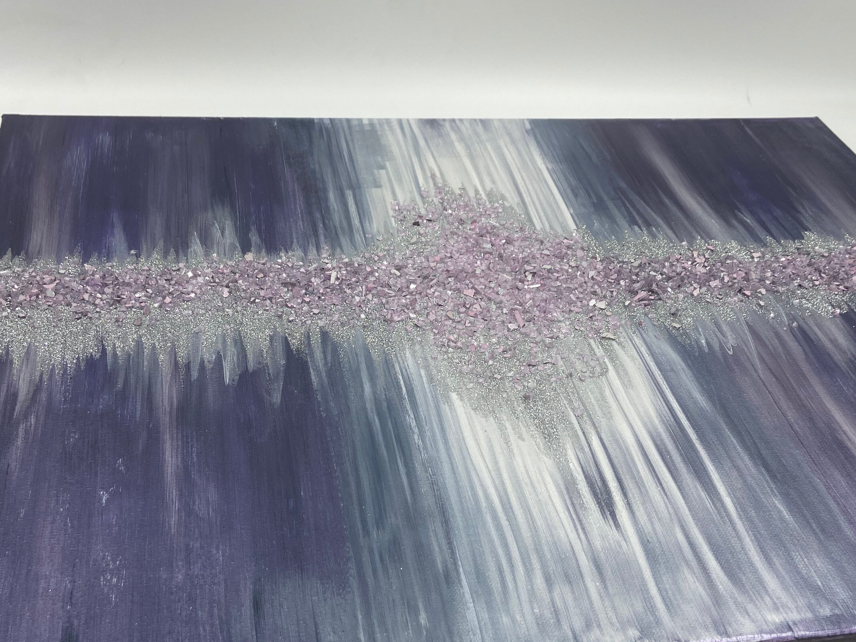 18x 24 Purple Glitter Glam Wall Art Purple & Silver Canvas Etsy