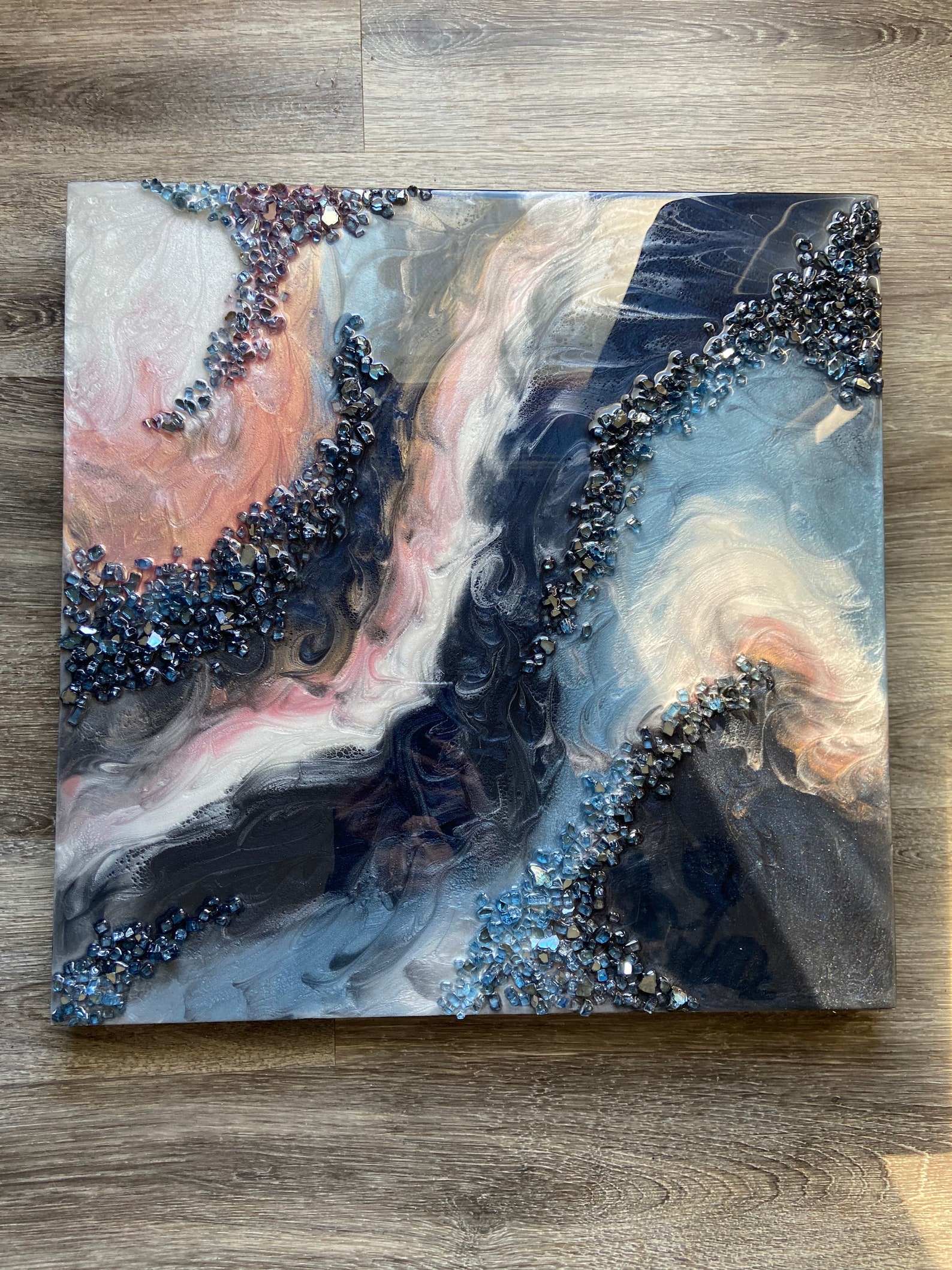 20x 20 Blue Resin Wall Art, Epoxy Resin Fluid Art, Textured Painting Etsy