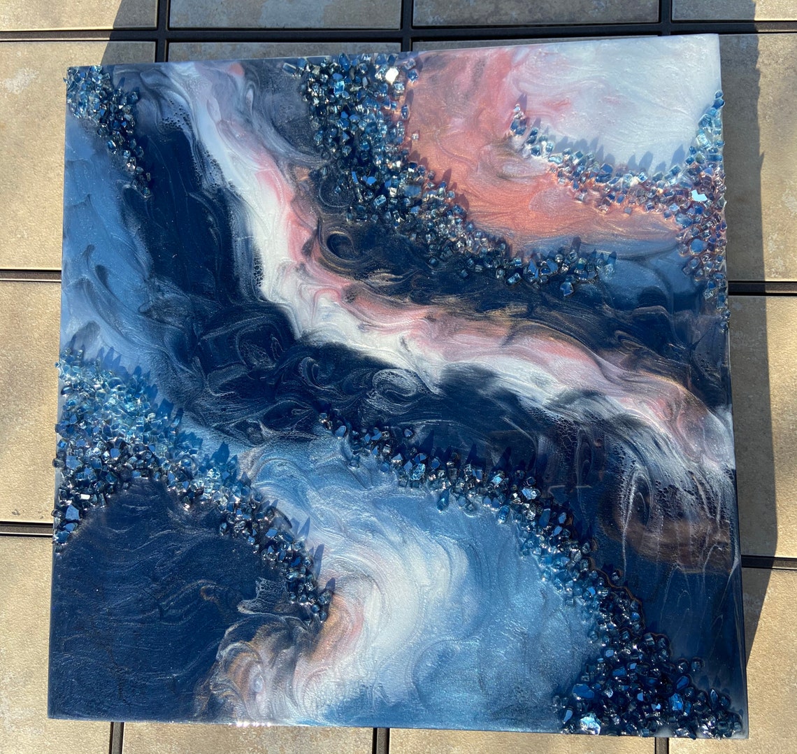 20x 20 Blue Resin Wall Art Epoxy Resin Fluid Art Textured Etsy