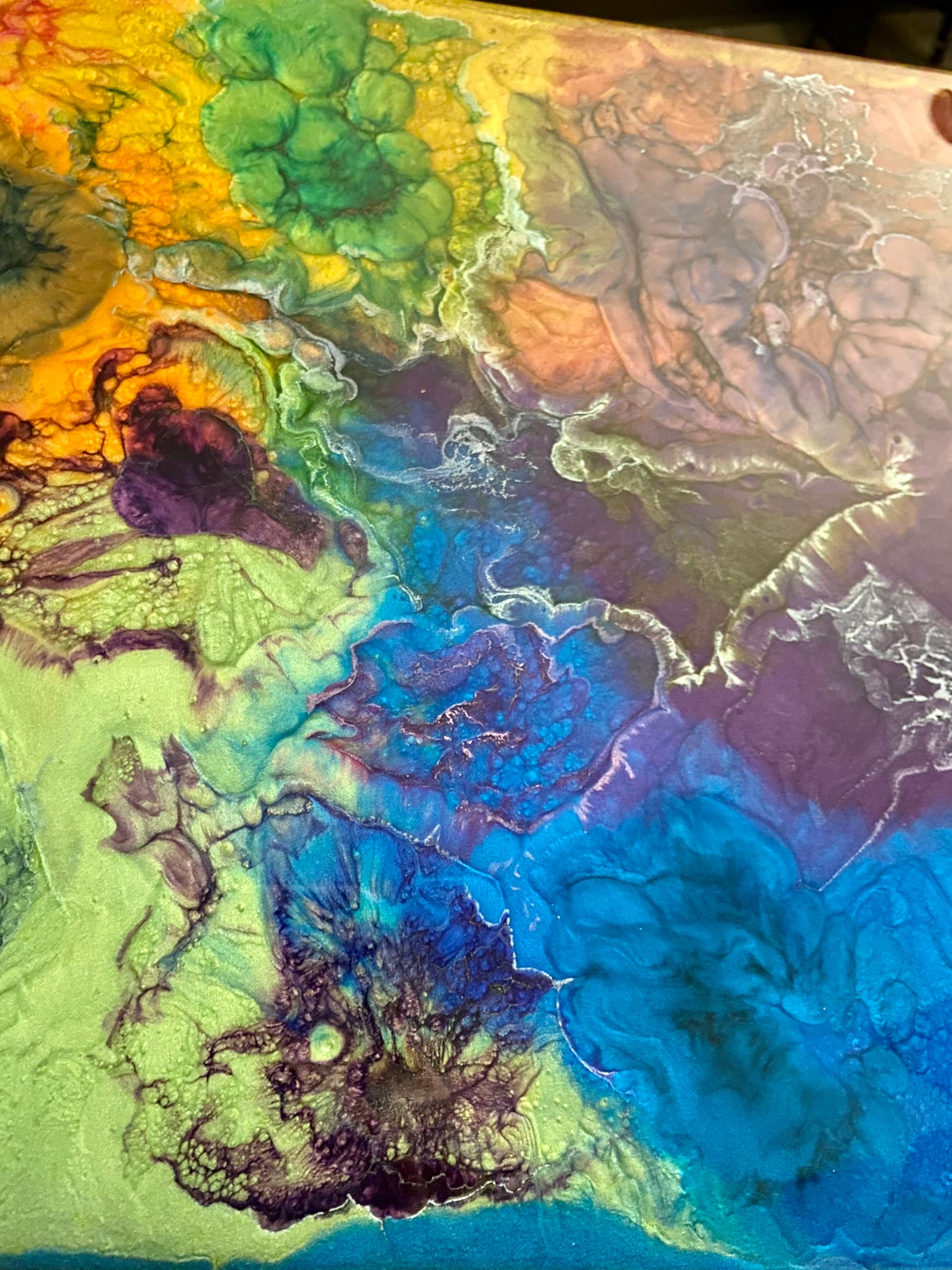 Abstract Rainbow Resin Art Work Resin Fluid Art Epoxy Resin Etsy