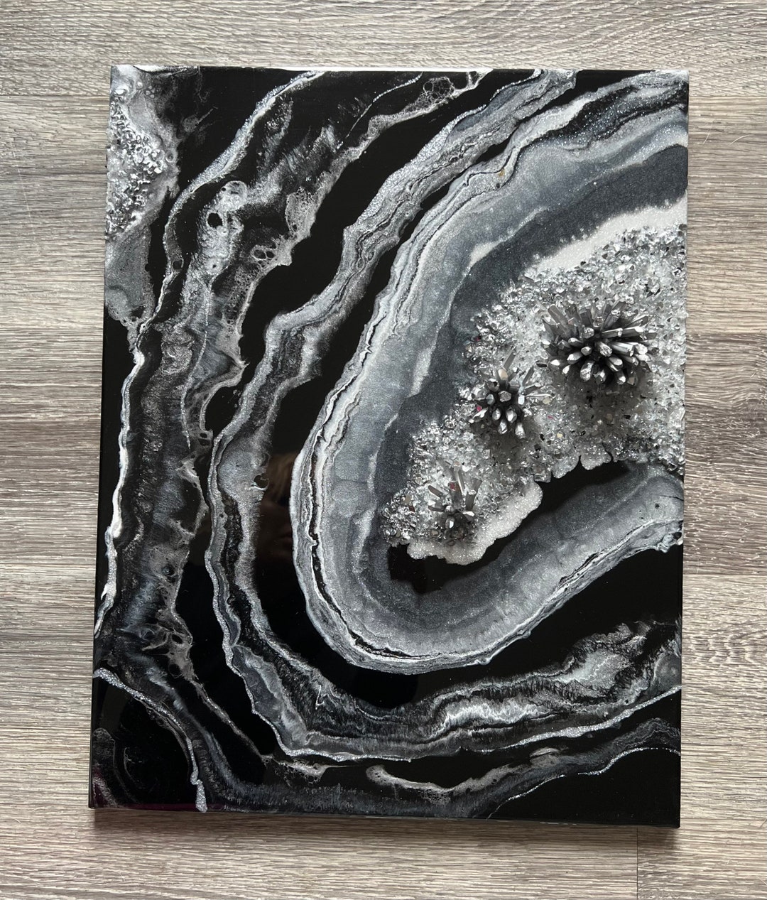 14x 18black and White Resin Wall, 3D Wall Art, Textured Epoxy Resin
