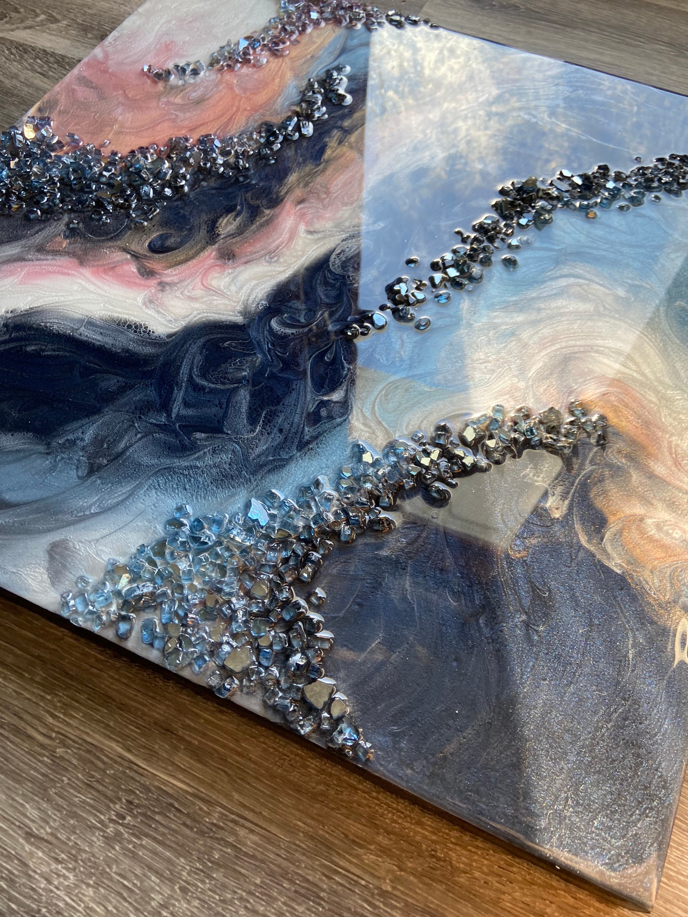 20x 20 Blue Resin Wall Art Epoxy Resin Fluid Art Textured Etsy UK