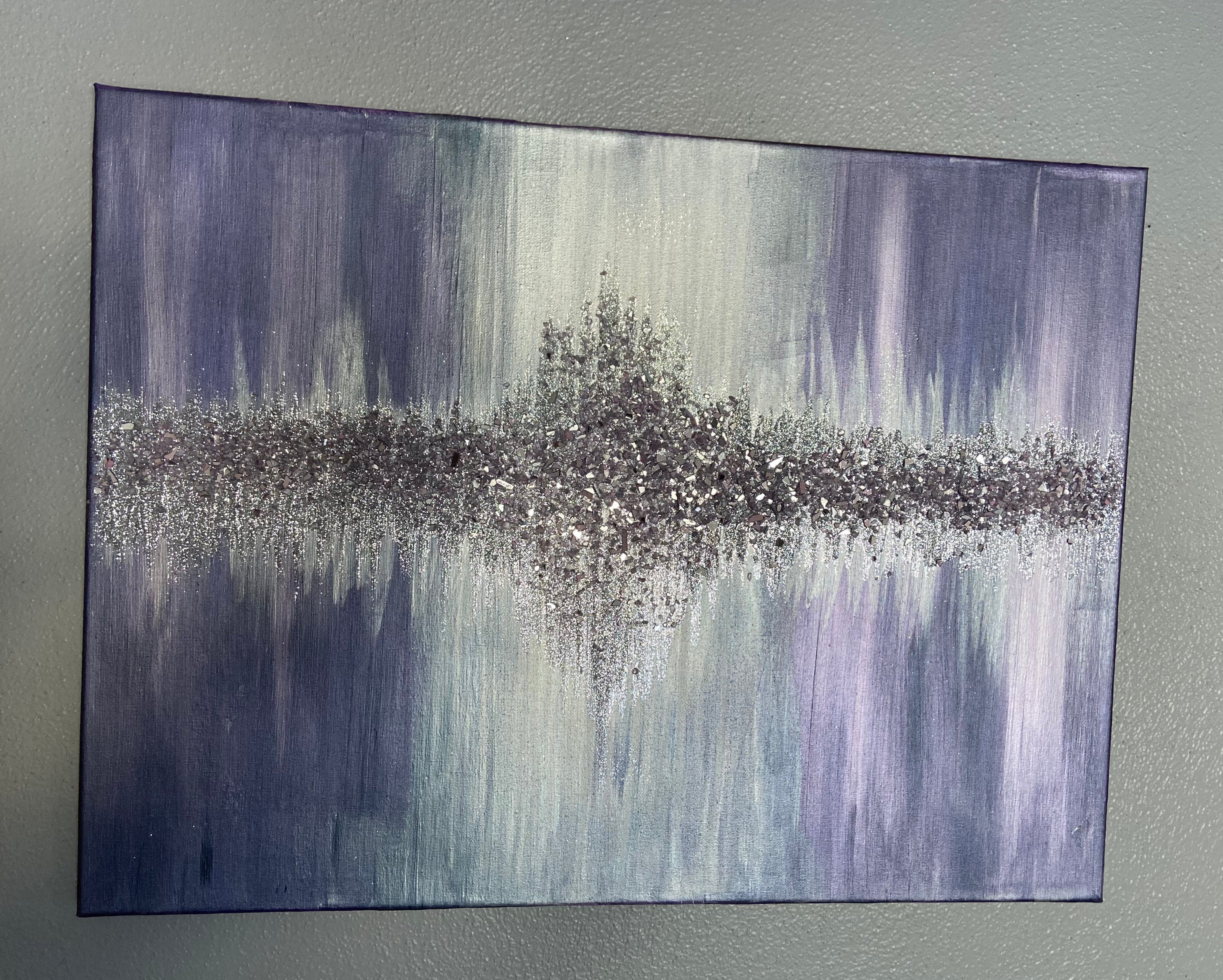 18x 24 Purple Glitter Glam Wall Art Purple & Silver Canvas Etsy