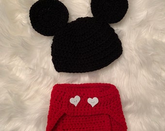 Disfraz de Mickey Mouse para bebé/atuendo para sesión de fotos * 0-3 meses