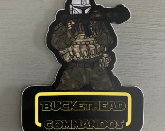 Mando Commando - Diecut Sticker                3” x 2.55”