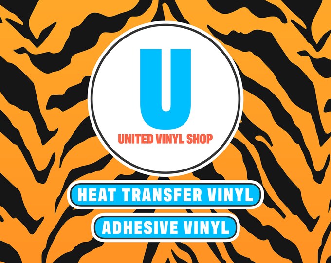 Tiger Print HTV or Adhesive Vinyl Sheet 12x15 Inches Heat Transfer