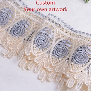 Custom Your own artwork water soluble hollow embroidered tulle / net  weddingdress lace fabric DIY sewing accessories lace fabric