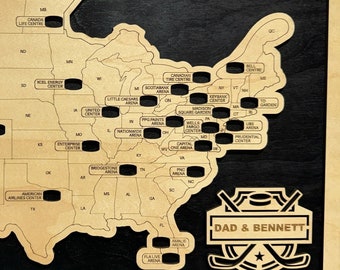 Custom Hockey Arena Map Tracker: Personalized Hockey Fan Gift
