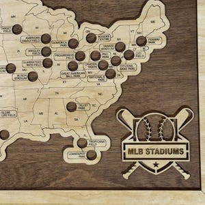 Custom Baseball Stadium Travel Map Tracker | Baseball Bucket List Gift | Wall Decor for Sports Fans | Father’s Day & Retirement Gift