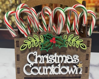 Count Down Candy Cane Christmas Calendar Advent Basket, Holidays Activity, Xmas Gift, Gift For Family, Mom, Grandma, Farm House Decor