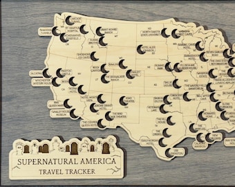 Large Haunted Bucket List Map – Oversized Wooden Haunted Places Tracker | Spooky Wall Art & Paranormal Travel Gift for Ghost Hunters