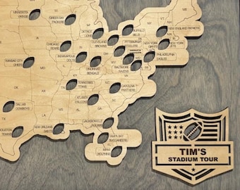 Custom Football Stadium Bucket List Map | Stadium Travel Tracker Map | Football Team Gift for Fans | Home Wall Decor | Father's Day Gift