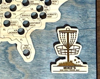 Disc Golf Travel Map Tracker | Disc Golf Courses Map of the USA | Personalized Disc Golf Gift | Disc Golf Wall Art