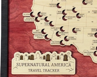 Haunted Bucket List Travel Map – Wooden Haunted Places Tracker | Paranormal Gift & Spooky Wall Decor | Custom Supernatural Map